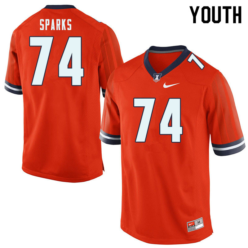 Youth #74 Blaise Sparks Illinois Fighting Illini College Football Jerseys-Orange